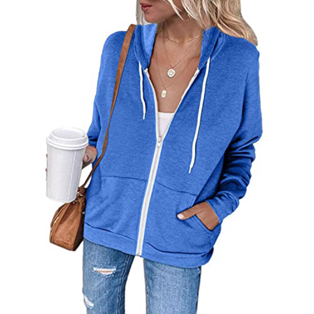 Damen lässige Kapuzenjacke mit Reißverschluss und praktischen Taschen R&B