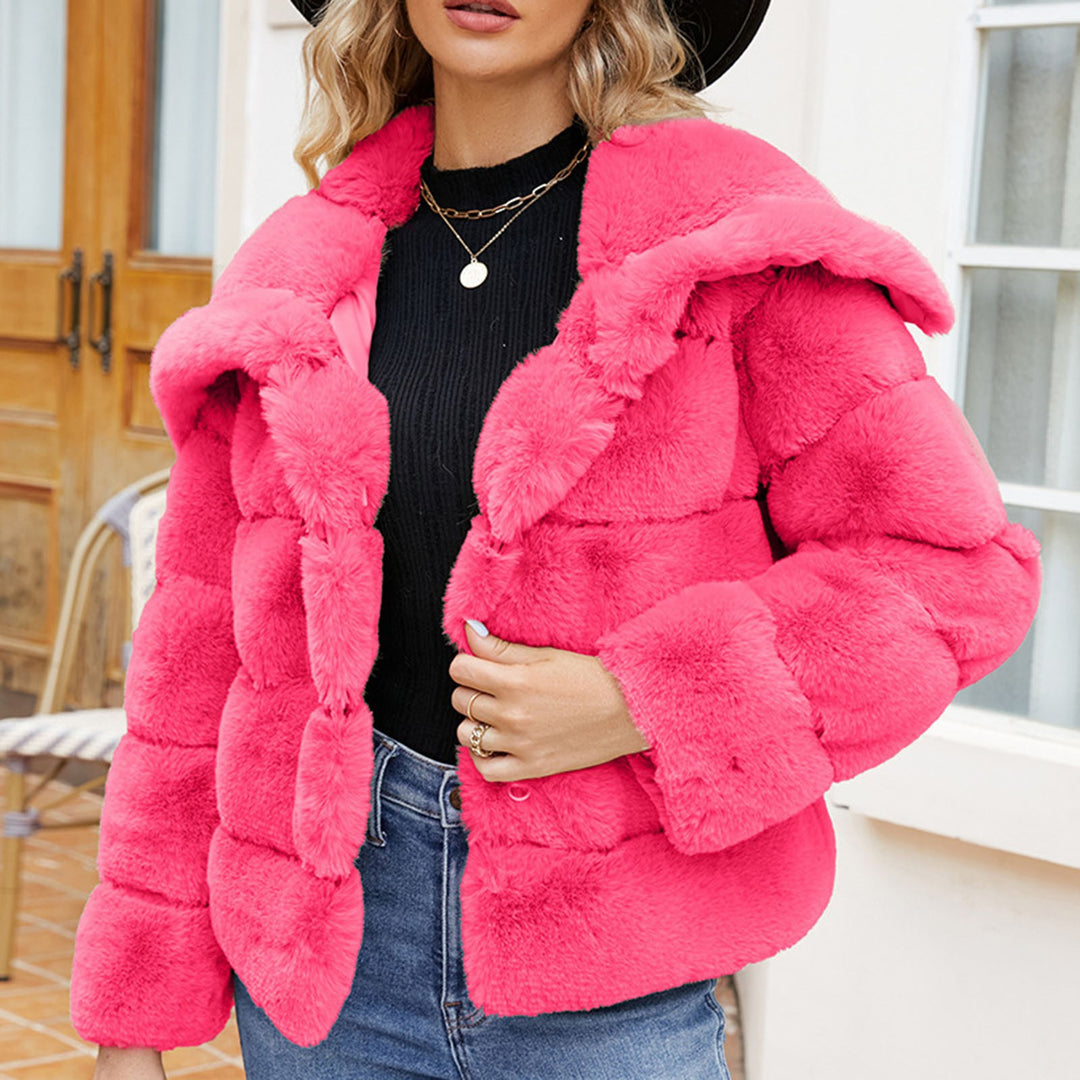Damen Modische Kapuzenjacke aus künstlichem Pelz mit strukturiertem Design R&B