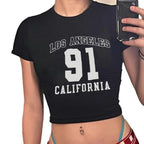 Damen Crop-T-Shirt mit sportlichem Los Angeles Design R&B