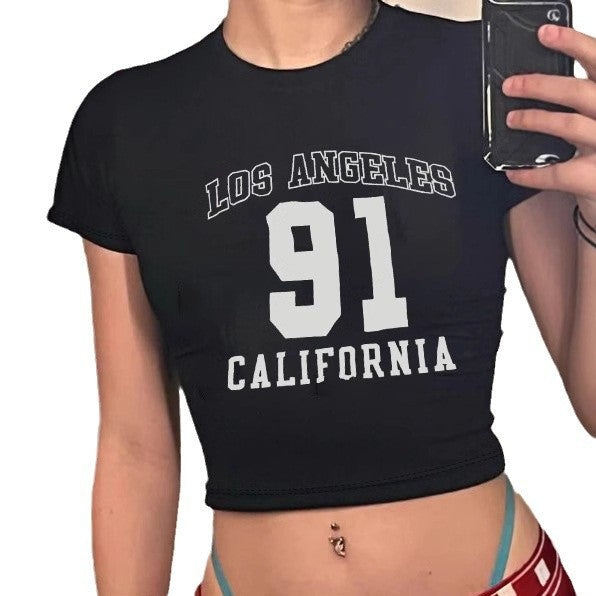 Damen Crop-T-Shirt mit sportlichem Los Angeles Design R&B