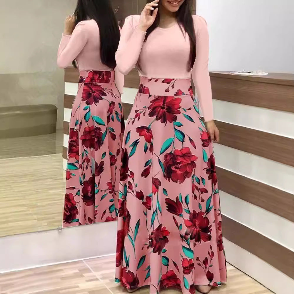 Damen Elegantes Maxikleid mit grafischem Druck und flexiblem Bund R&B
