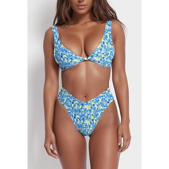Damen Hochtaillierter Bikini mit verstellbaren Trägern R&B
