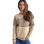 Damen lässiger Pullover mit modischem Streifenmuster und weitem Schnitt R&B