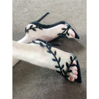 Damen High Heels mit floralem Design und glänzender Oberfläche R&B