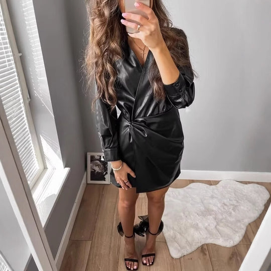 Damen Kunstleder Mantel R&B