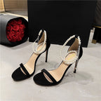 Damen elegante High Heels mit Perlenschmuck R&B