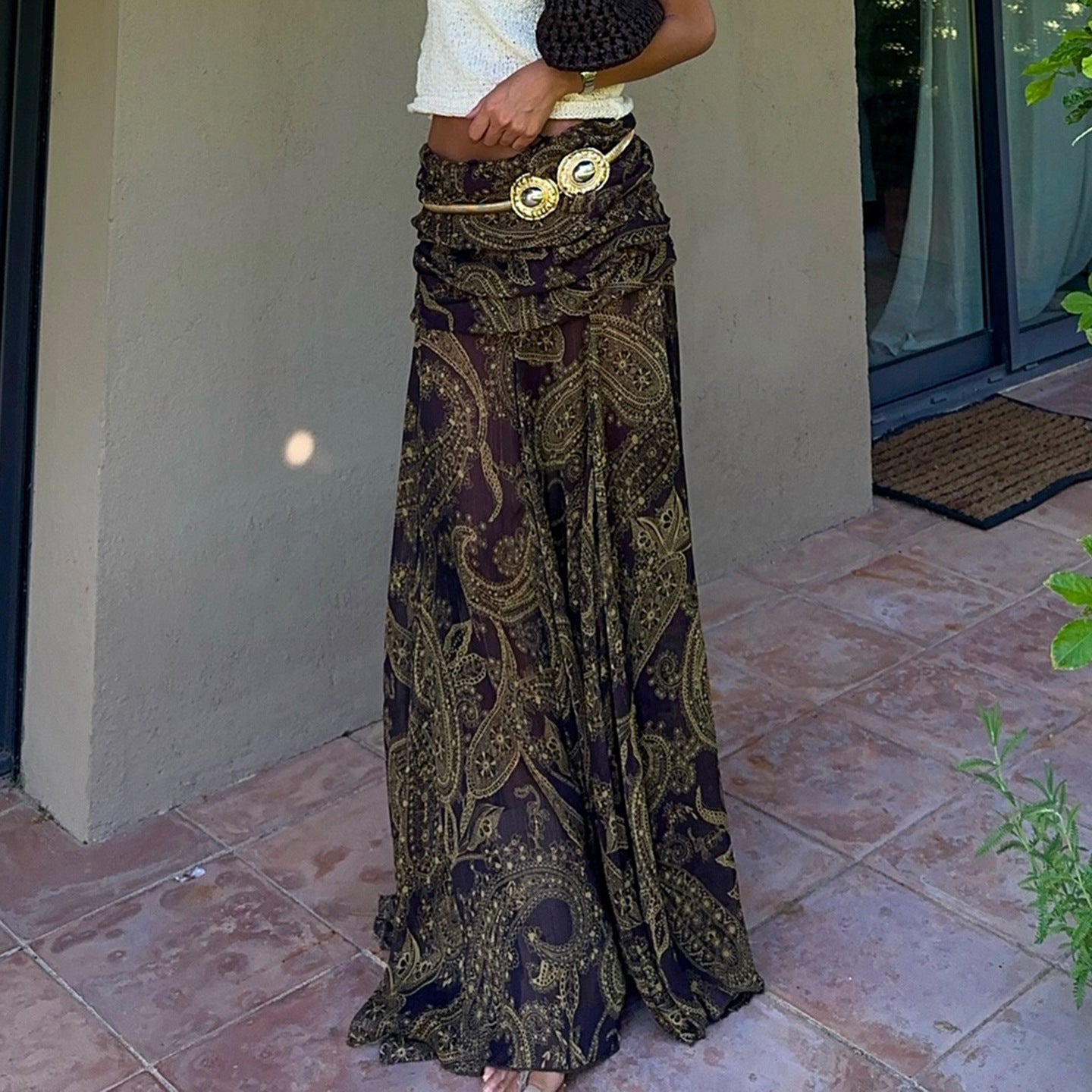 Damenrock mit asymmetrischem Saum und Paisleymuster R&B