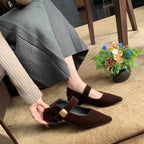 Damen modische Ballerinas mit elegantem Riemchen und luxuriöser Schnalle R&B
