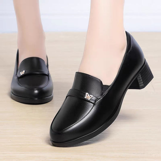 Damen Elegante Mokassins mit modischem Kettendetail und komfortablem Blockabsatz R&B