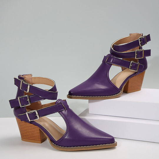 Damen modische Stiefeletten mit Schnallen R&B
