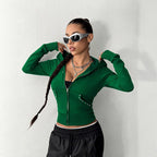 Damen modische Zip-Hoodie mit Silberschmuck-Details R&B