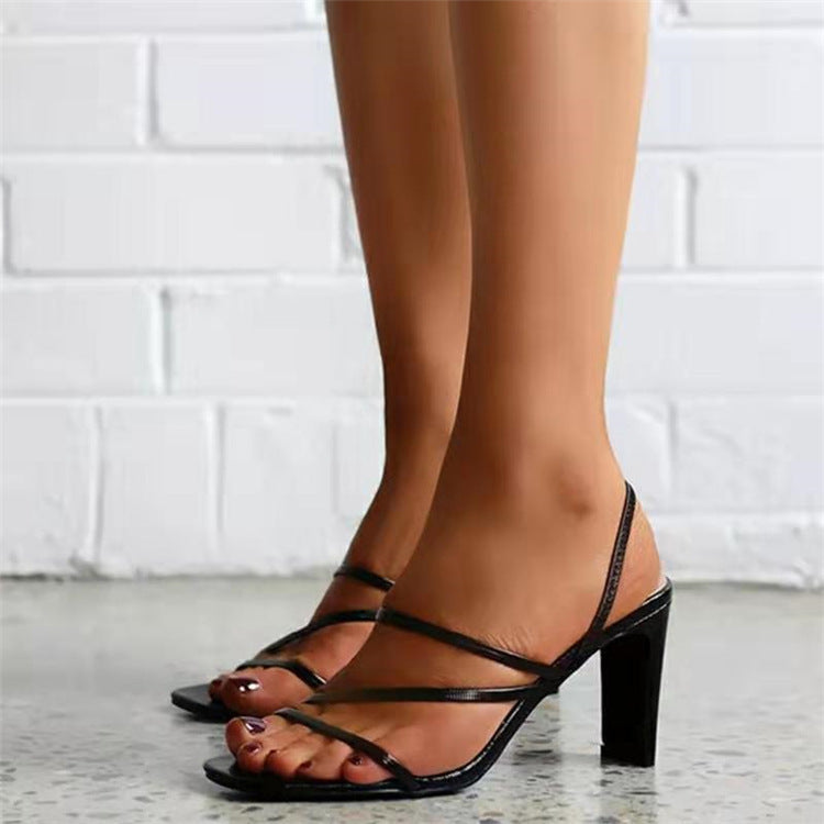 Damen elegante Absatzsandalen mit modischem Riemendesign R&B