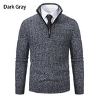Herren Strickpullover mit hochabschließendem Kragen und Reißverschluss Taschen