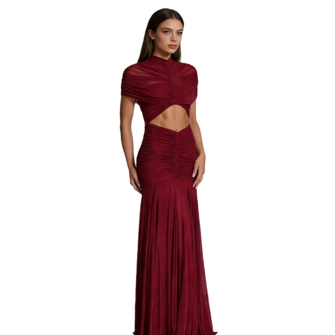 Damen Figuriertes Abendkleid mit raffiniertem Cut-Out-Design und drapiertem Oberteil R&B