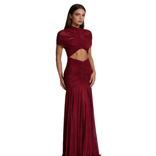 Damen Figuriertes Abendkleid mit raffiniertem Cut-Out-Design und drapiertem Oberteil R&B