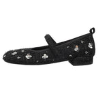 Damen Ballerinas mit floralem Glitzerdesign und verstellbarem Riemen R&B