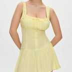 Damen Minikleid mit Rüschendetails und dekorativem Knoten R&B