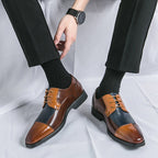 Herren Elegante Halbschuhe mit eleganter zweifarbiger Lederoptik