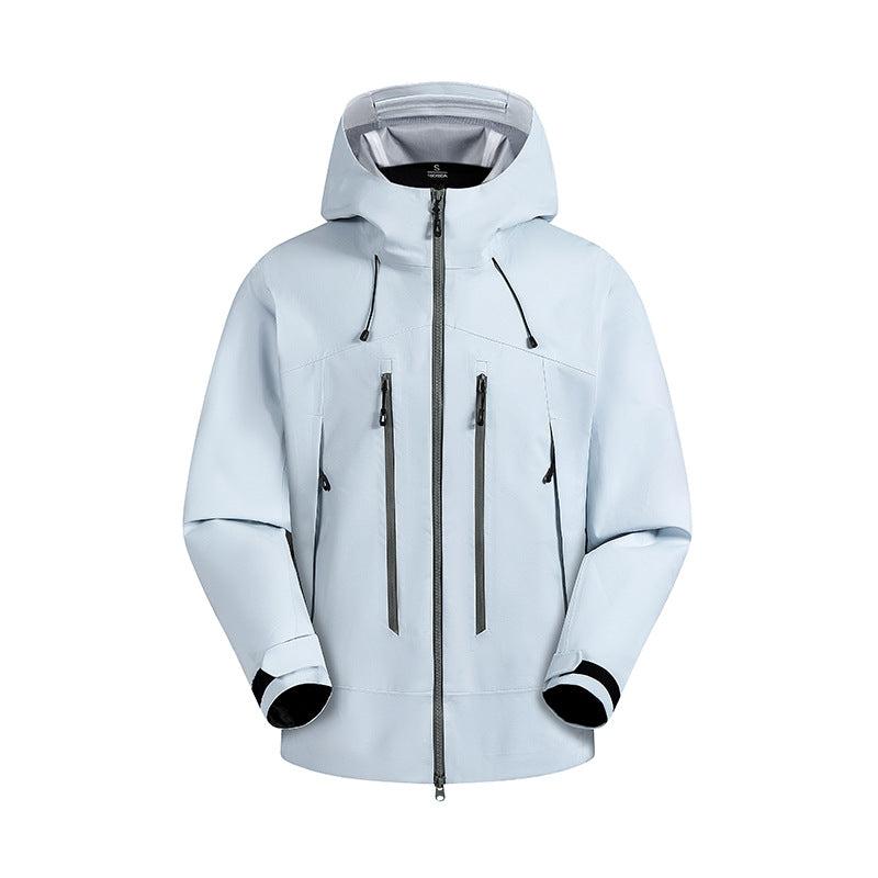 Herren wasserabweisende Funktionsjacke mit verstellbarem Kapuzensystem und mehrfachen Reißverschlusstaschen R&B