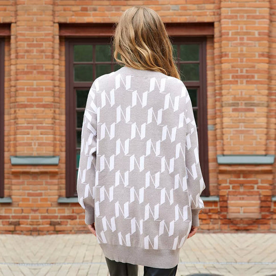 Damen Langärmliger Oversize-Cardigan mit trendy Mustern R&B