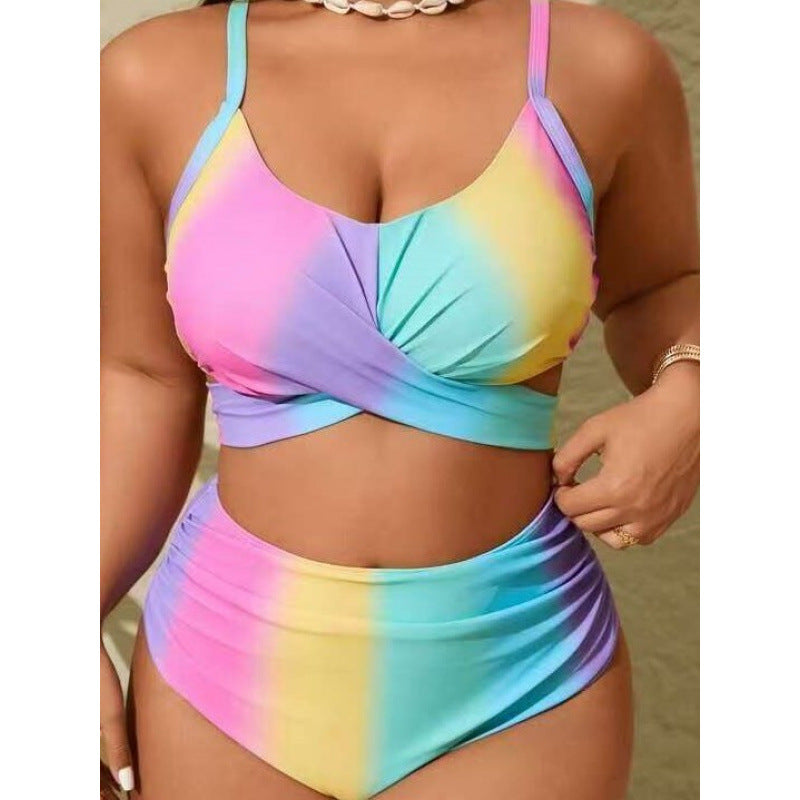 Damen Bikini-Set mit modischer Wickeloptik und hohem Bund R&B