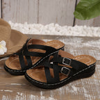 Damen Komfortable Riemchen-Sandalen mit verstellbaren Schnallen und gepolstertem Fußbett R&B