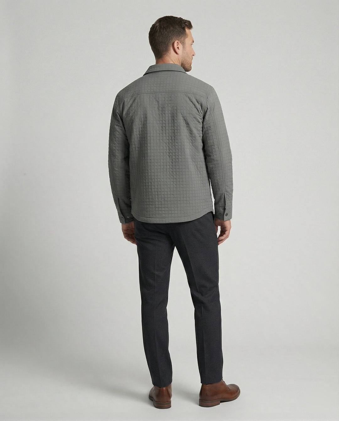 Herren gesteppte Hemdjacke mit Karosteppung Druckknopfleiste und aufgesetzten Pattentaschen R&B