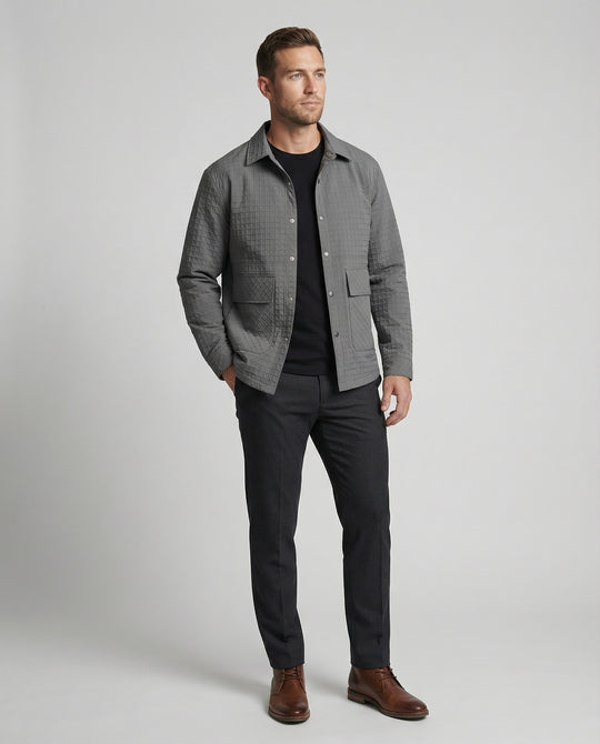 Herren gesteppte Hemdjacke mit Karosteppung Druckknopfleiste und aufgesetzten Pattentaschen R&B