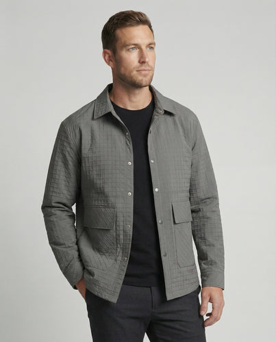 Herren gesteppte Hemdjacke mit Karosteppung Druckknopfleiste und aufgesetzten Pattentaschen R&B