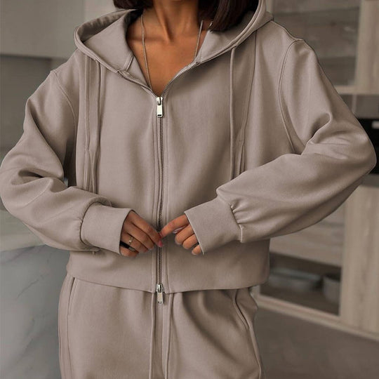 Damen lässiges Set aus cropped Hoodie und weitem Jogginghose R&B