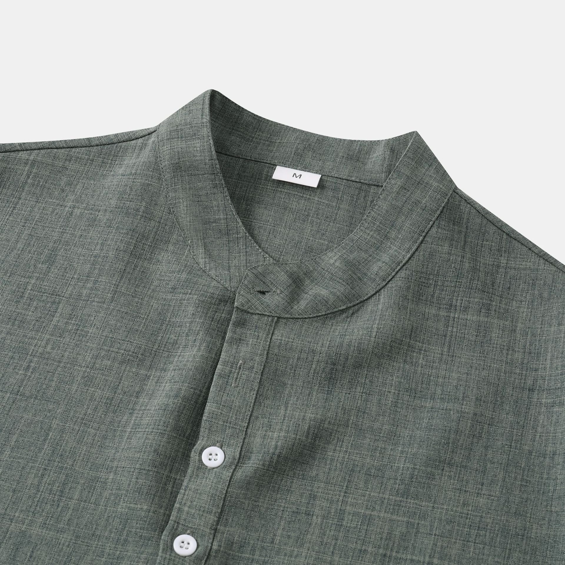 Herren Kurzarmhemd mit modernem Henley-Ausschnitt und strukturierter Oberfläche