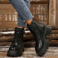 Damen Robuste Schnürstiefel mit Stylischem Profilsohle R&B