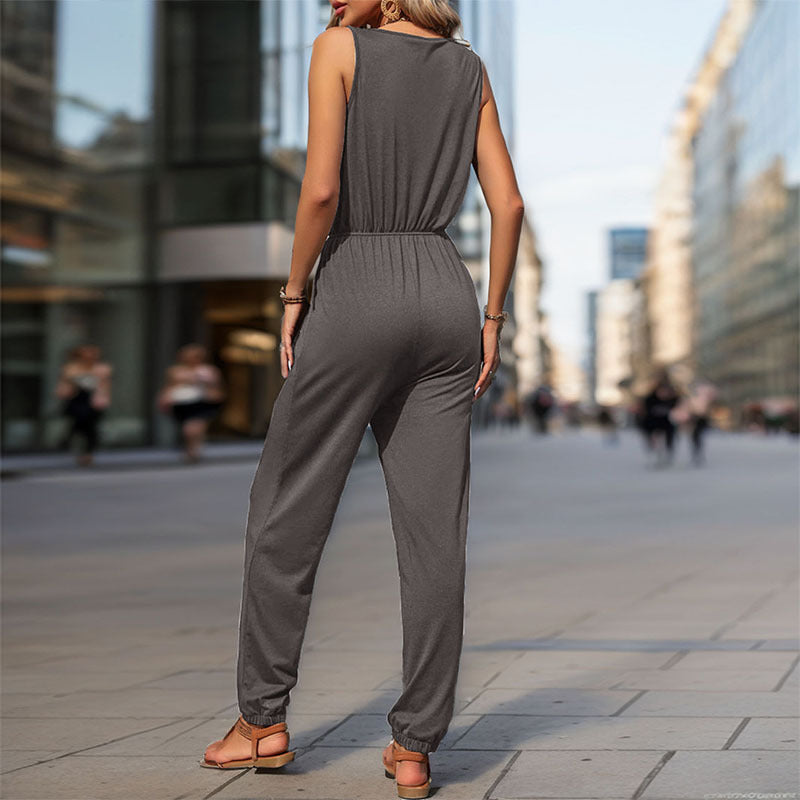 Damen Jumpsuit mit funktionalen Taschen und modischem Reißverschluss R&B
