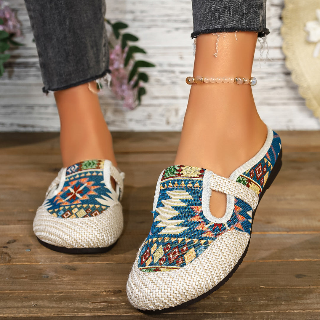 Damen komfortable und modische Clogs mit buntem Jacquard-Muster R&B