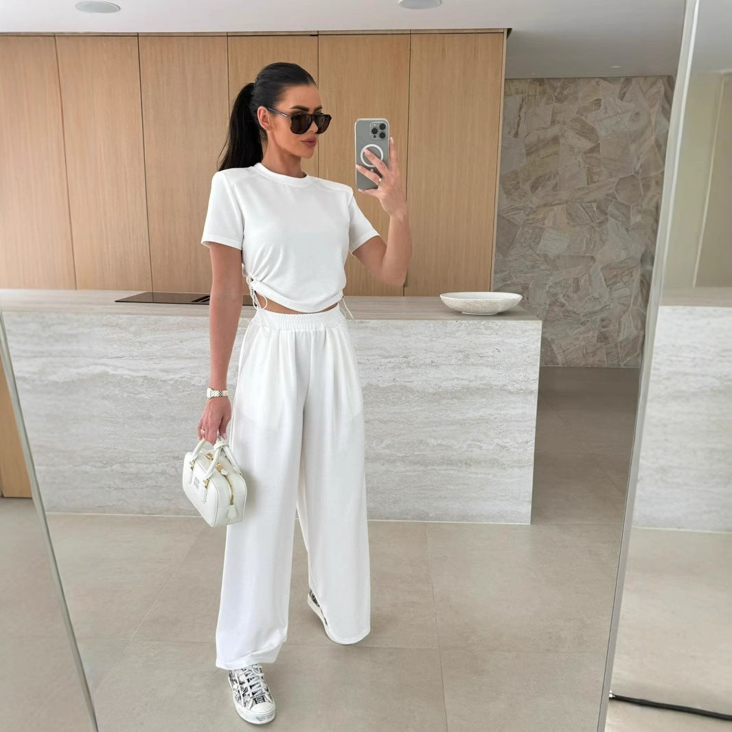 Damen lässiges Set aus Crop-Top und Jogginghose R&B