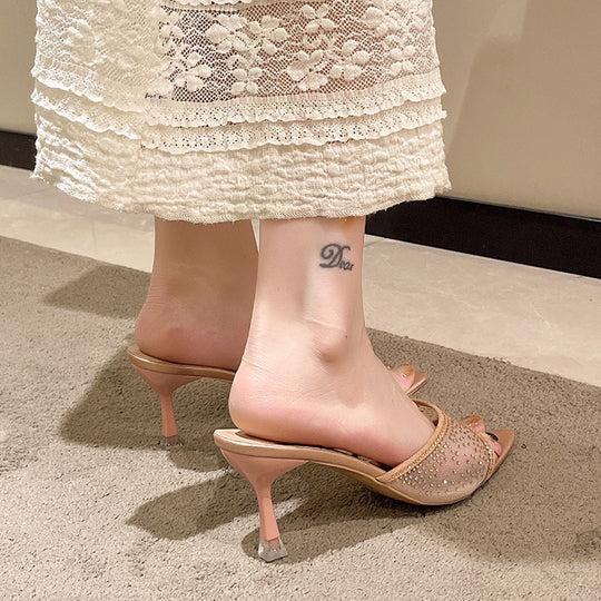 Damen Chice Mules mit funkelnden Strassdetails und elegantem Design R&B