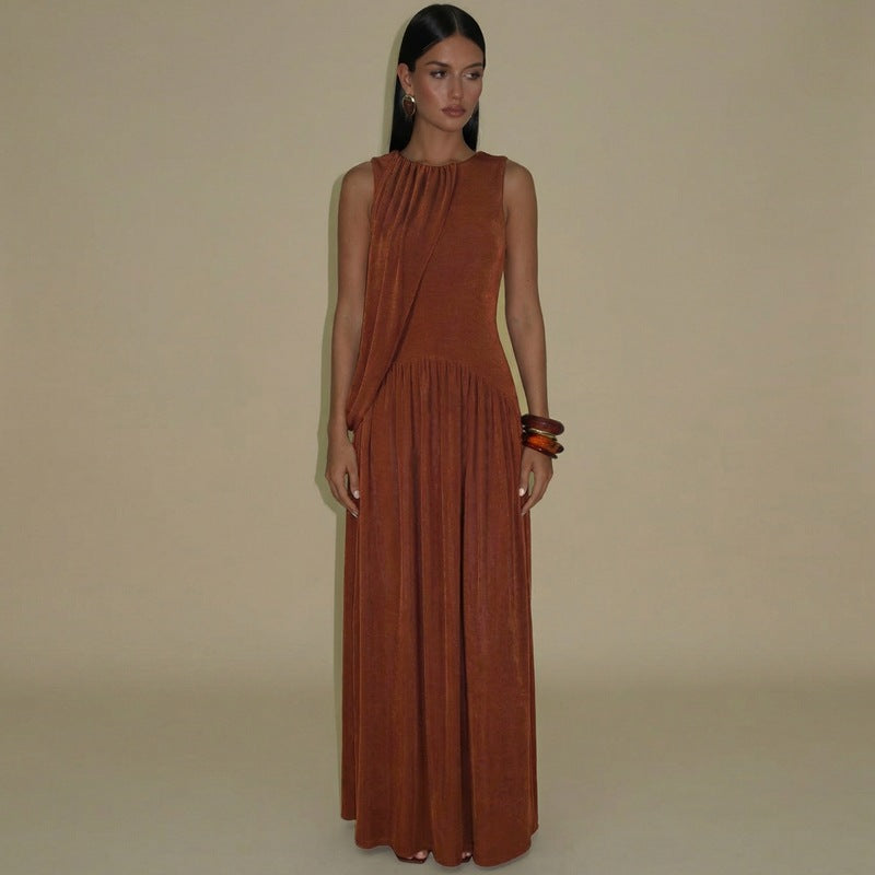 Damen Langes Kleid mit asymmetrischem Schnitt und raffiniertem Drapierungselement R&B