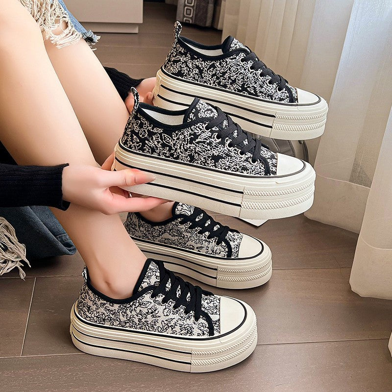 Damen Plateausneaker mit kreativem Muster und stabiler Gummisohle R&B