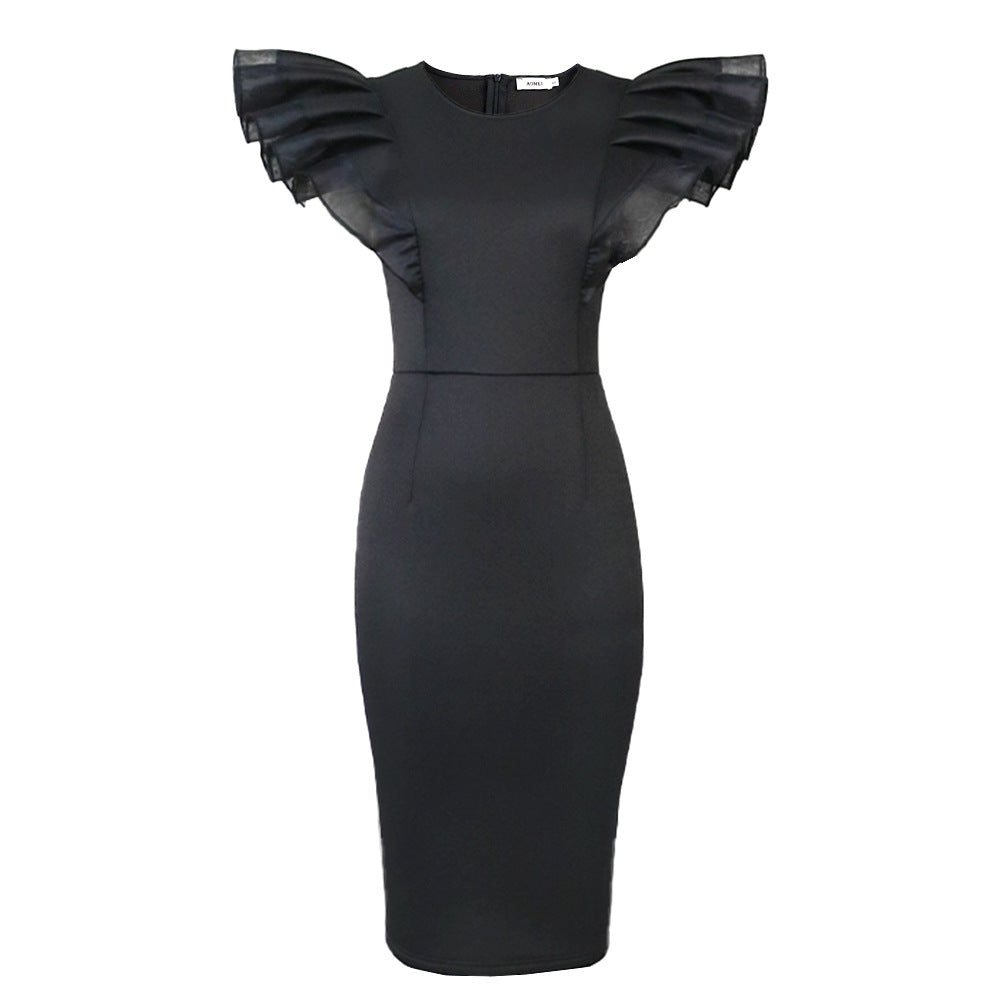 Damen Elegantes Etuikleid mit Rüschenärmel R&B