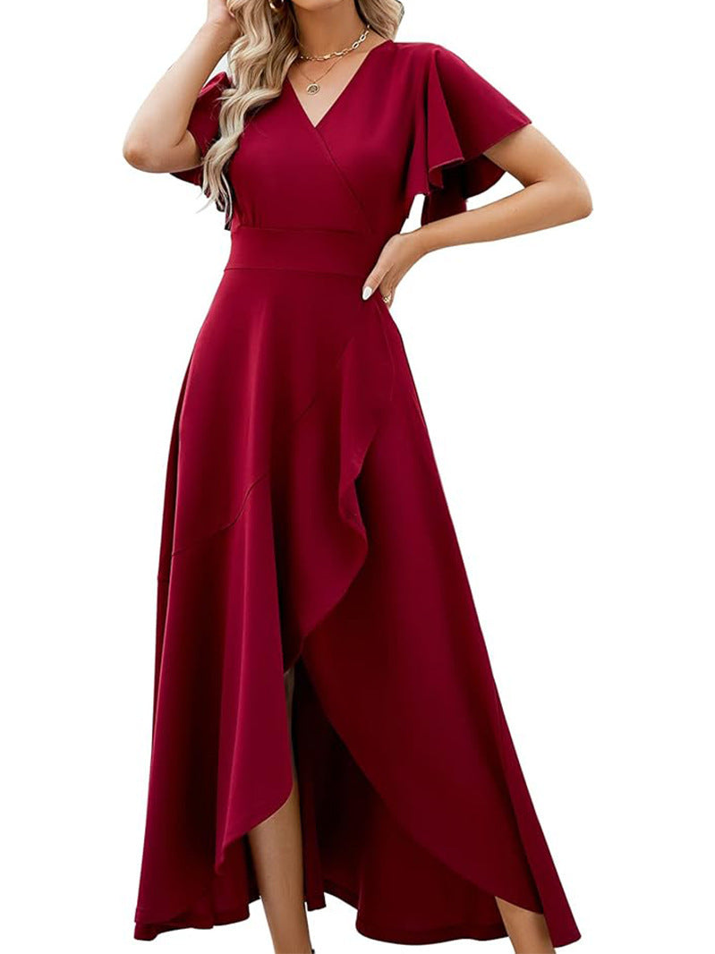 Damen Elegantes Maxikleid mit fließendem Rock und Rüschendetails R&B