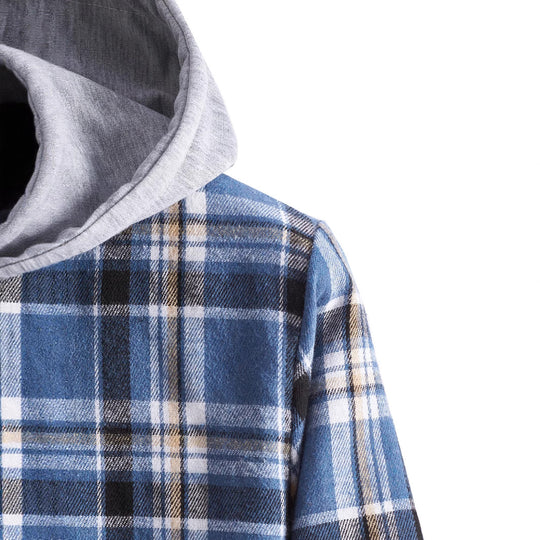 Herren Flanellhemd mit integrierter Kapuze R&B