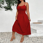 Damen Maxikleid mit verstellbaren Trägern und elastischem Bund R&B