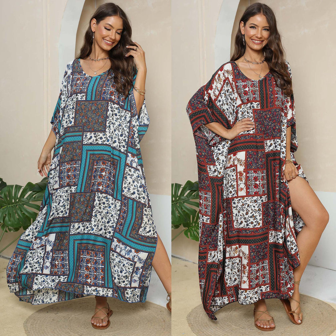 Damen lässiges Maxikleid im Patchwork-Design R&B