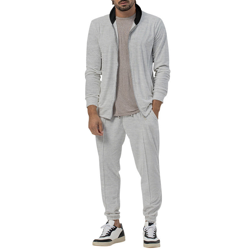 Herren sportliches Freizeit-Set mit durchgehendem Reißverschluss und elastischen Bündchen R&B