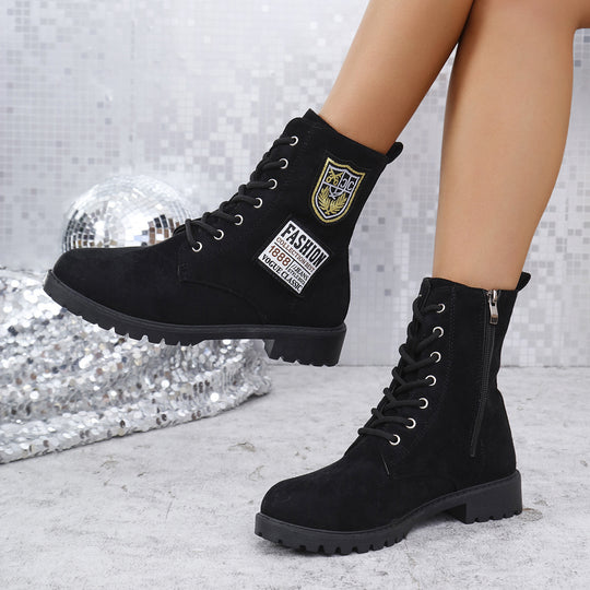 Damen Schnürstiefeletten mit modischem Patch-Design R&B