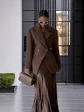 Damen Eleganter Doppelreiher-Blazer mit edlem Schnitt und hohem Kragen R&B
