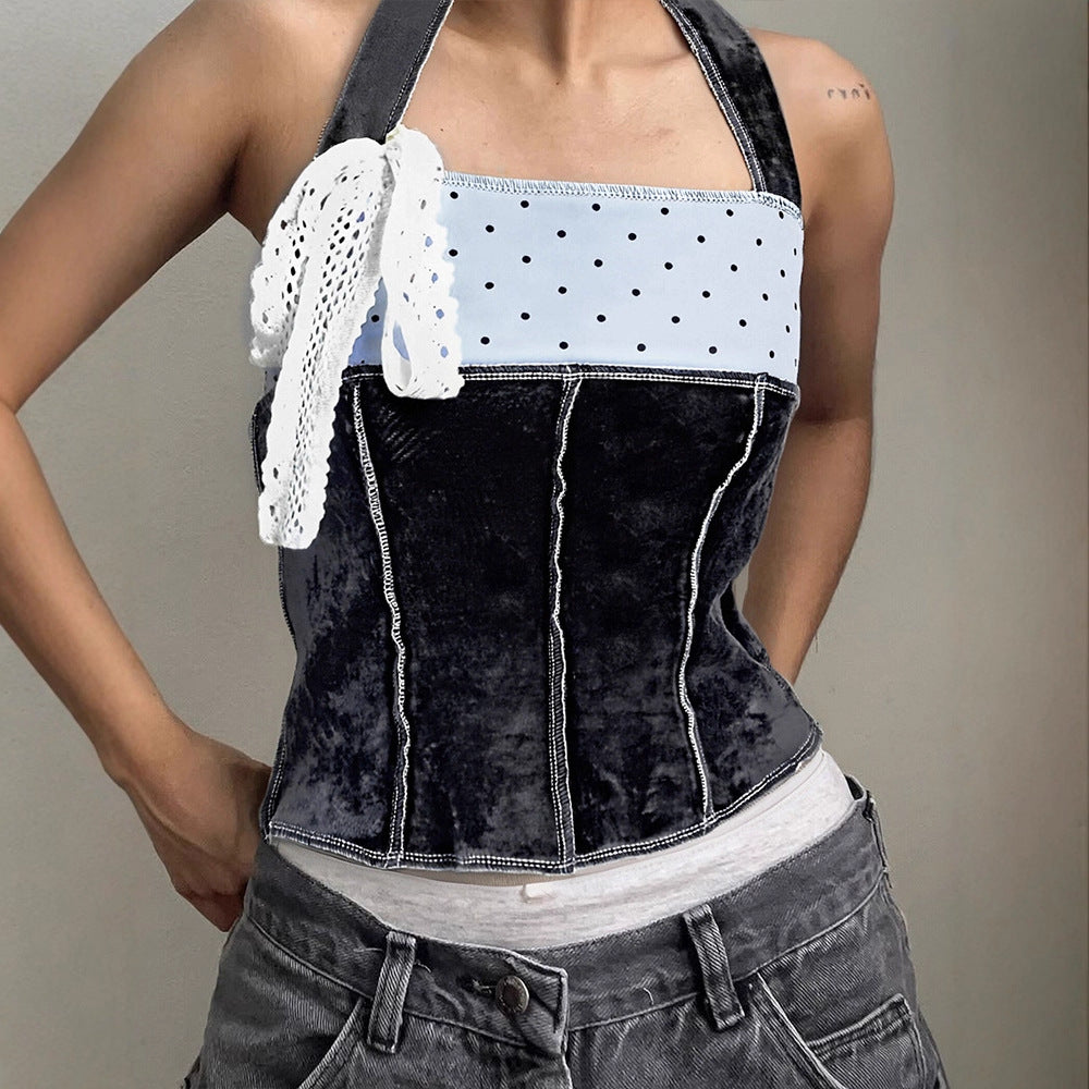 Damen trendiges Bustier-Top mit Spitzenakzenten und verspieltem Design R&B