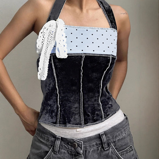 Damen trendiges Bustier-Top mit Spitzenakzenten und verspieltem Design R&B