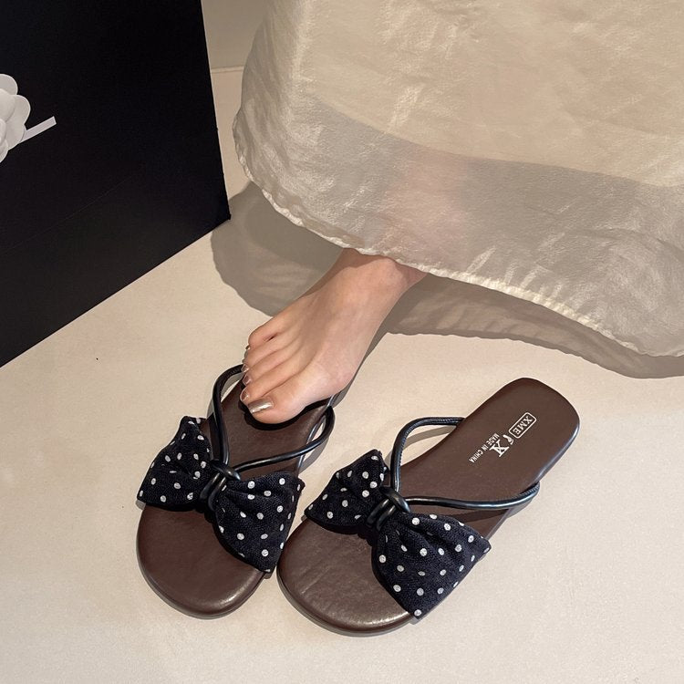 Damen modische Badeslipper mit dekorativer Schleifenapplikation R&B