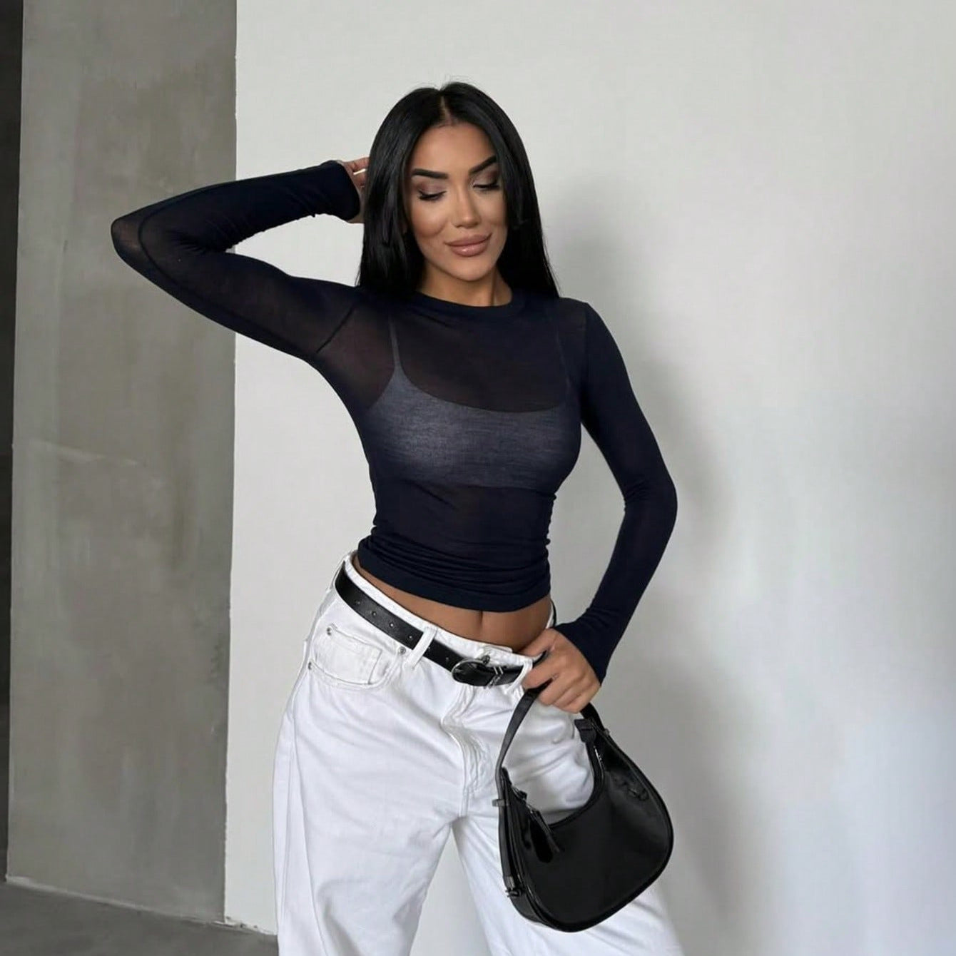 Damen lässiges Langarmshirt aus weicher Baumwolle mit lässigem Schnitt